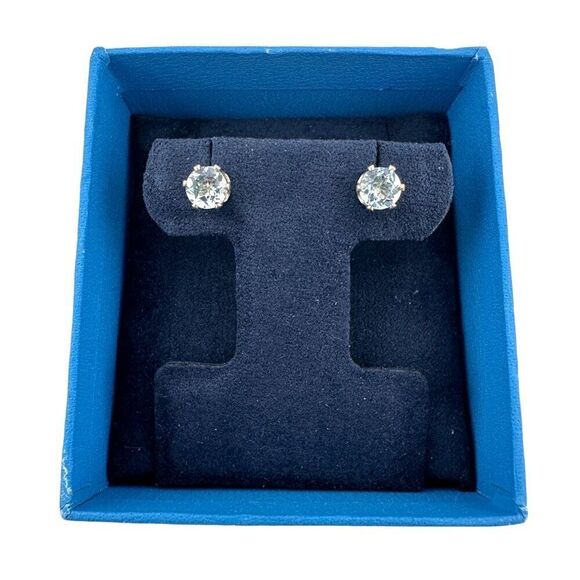 925 Sterling Silver Sky Blue Topaz Stud Earrings NWT - Picture 2 of 5